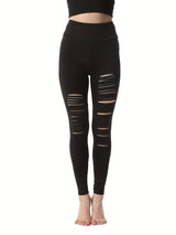 Super Soft High Waist Yoga Pants with Cutout Ripped Design for Women